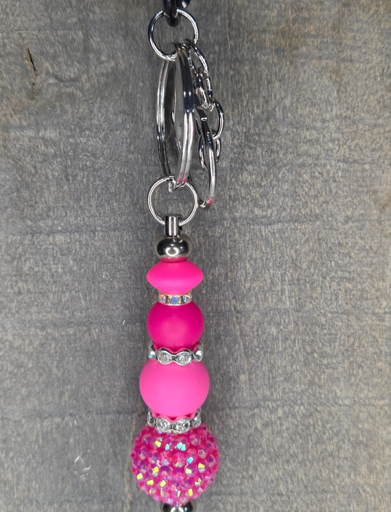Hot Pink Bling - Beadable Keychain