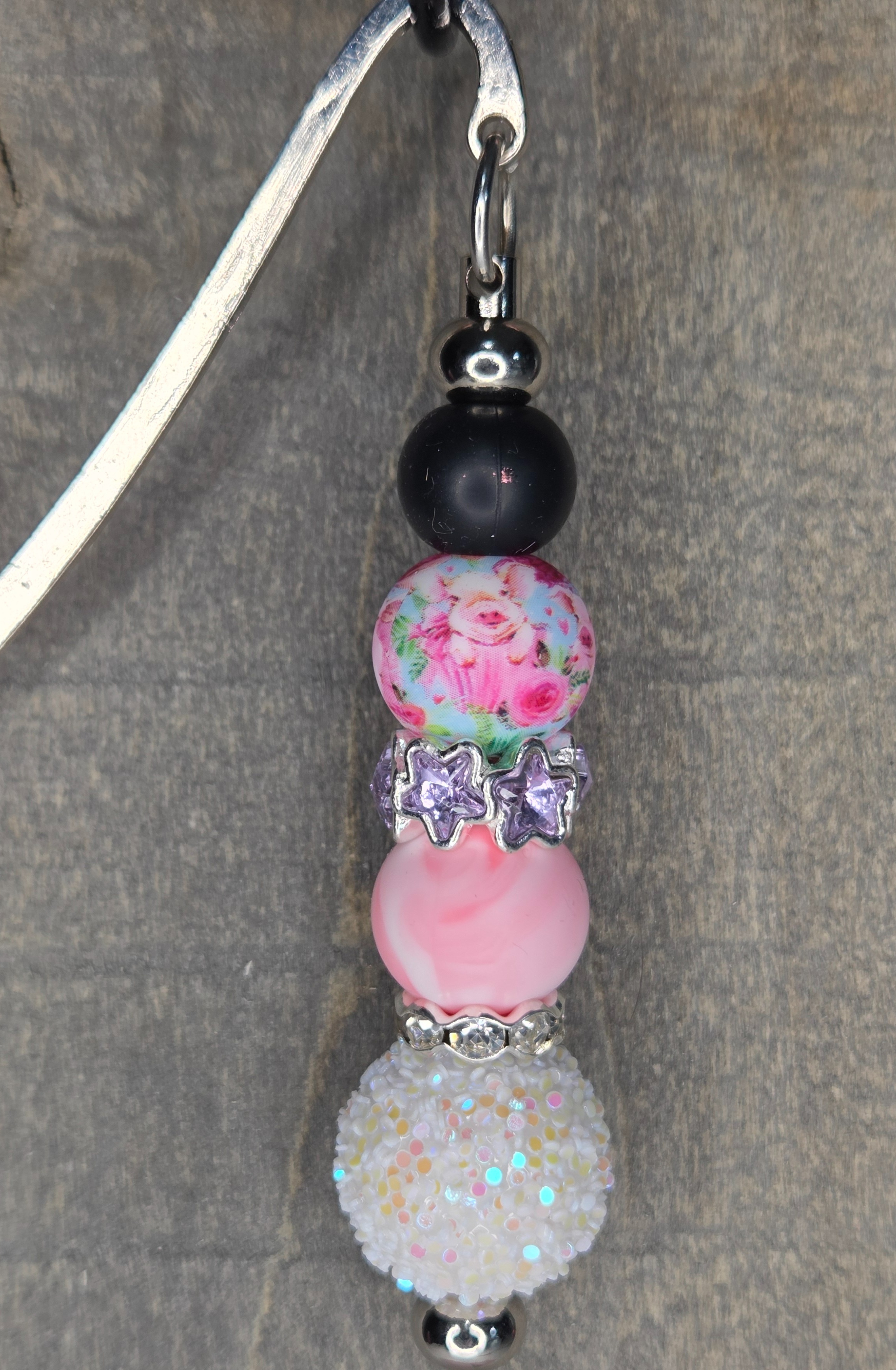 Black & Pink Roses - Beadable Bookmark