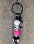 Pink, White, and Black w/ Hearts - Beadable Keychain