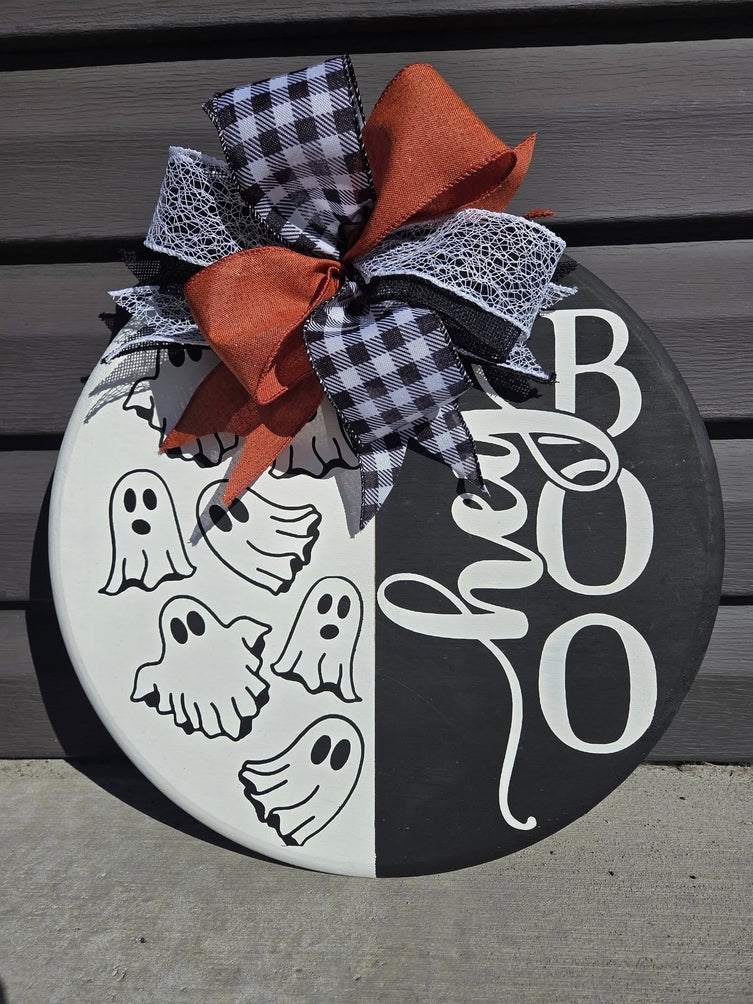Hey Boo 15" - Wooden Door Signs