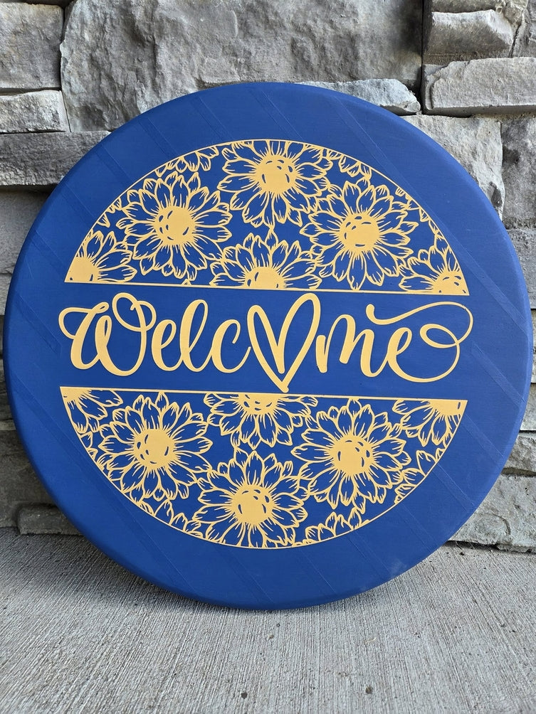 Sunflower Welcome 15" - Wooden Door Signs